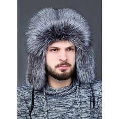 Шапка ушанка Меховые Кружева, размер 57-58, серебристо-черный