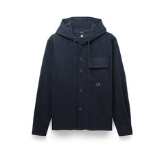 Рубашка C.P. COMPANY armored stretch satin hooded buttoned overshirt, размер 54, черный