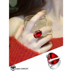 Кольцо Emay, искусственный камень, шпинель синтетическая, размер 20, красный
