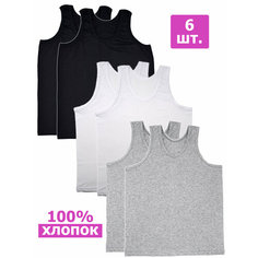 Майка Amtex, 6 шт., размер 50, черный/серый/белый