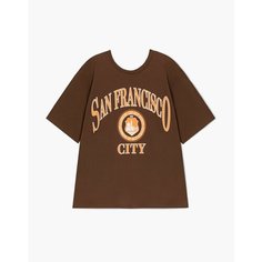 Футболка Gloria Jeans Ready! Steady! Go!, размер 9-11л/134-146, коричневый