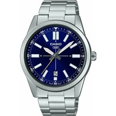 Наручные часы CASIO, серебряный, синий