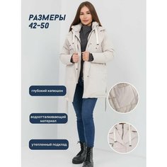 Парка , размер 48, бежевый Нет бренда