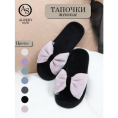 Тапочки ALBERY тапочки женские/тапочки для дома/велюровые тапочки/тапочки с бантом/домашние тапочки/мягкие женские тапочки/комнатные тапочки/домашняя обувь, размер 40-41, розовый