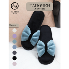 Тапочки ALBERY тапочки женские/тапочки для дома/велюровые тапочки/тапочки с бантом/домашние тапочки/мягкие женские тапочки/комнатные тапочки/домашняя обувь, размер 38-39, зеленый