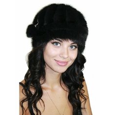 Шапка Lemmex Меховая шапка из вязаной норки "Марина", размер 58-59, черный