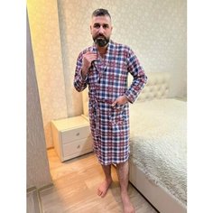 Халат ЛАРИТА, размер 50, синий, бордовый
