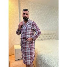 Халат ЛАРИТА, размер 48, бордовый, серый