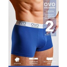 Трусы OVO collezioni Нижнее белье, комплект из 2 шт., размер 54, голубой/белый