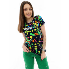 Футболка Промдизайн, размер 40, черный, желтый, зеленый