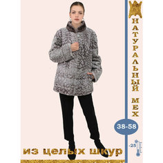 Полушубок ODIFLER, размер 48, серый, экрю, коричневый