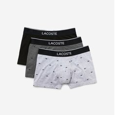 Трусы LACOSTE, комплект из 3 шт., размер TM, черный/серый