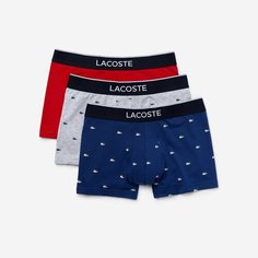 Трусы LACOSTE, комплект из 3 шт., размер TL, красный/серый/синий