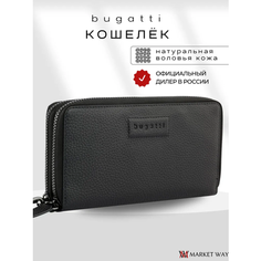 Кошелек Bugatti, фактура зернистая, матовая, черный