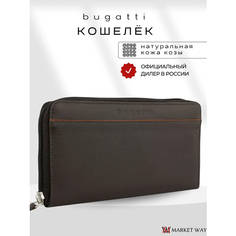 Кошелек Bugatti, фактура гладкая, коричневый