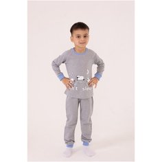 Пижама Золотой ключик, размер 104, серый меланж/синий