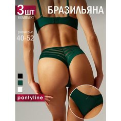 Трусы LUKINI, комплект из 3 шт., размер 44-46, зеленый, белый, черный