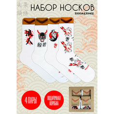 Носки BOOOMERANGS, комплект, 4 пары, размер 34-39, белый