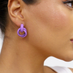 Серьги одиночные, пусеты Стайл Групп, размер 24 мм, фиолетовый