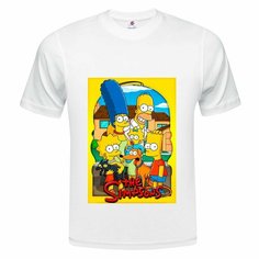 Футболка ONEQ унисекс 56-58 (3XL) размер с принтом Симсоны, белая, размер 3XL, белый
