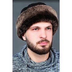 Шапка Меховые Кружева Мужская меховая шапка боярка из овчины, размер 58-59, коричневый