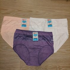 Трусы , комплект из 3 шт., размер 10XL, коралловый, белый, лиловый Нет бренда
