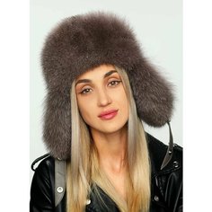 Шапка ушанка Меховые Кружева, размер 57-58, кофейный