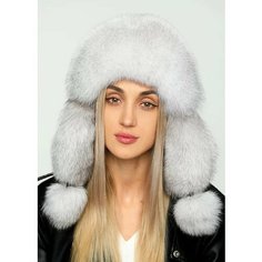 Шапка ушанка Меховые Кружева, размер 57-58, бело-серый