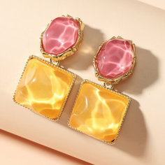 Серьги, размер 40 мм, желтый Fachion Jewelry