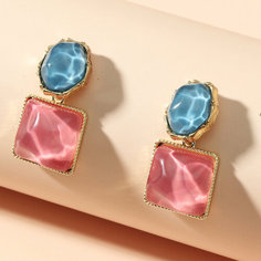 Серьги, размер 40 мм, голубой Fachion Jewelry