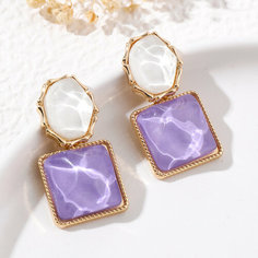 Серьги, размер 40 мм, фиолетовый Fachion Jewelry