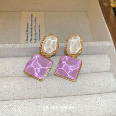 Серьги с подвесками, акрил, размер 40 мм, золотистый Fachion Jewelry