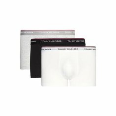 Трусы TOMMY HILFIGER 3P LR TRUNK, комплект из 3 шт., размер TL, белый/черный/серый