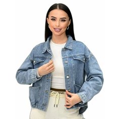 Джинсовая куртка , размер 4XL, голубой Amla Fashion