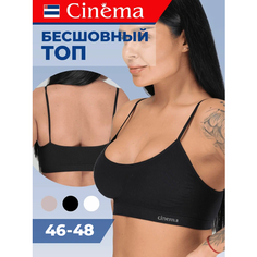 Топ Cinema бесшовный с узкими бретелями, черный, 1 шт., размер 46-48, черный