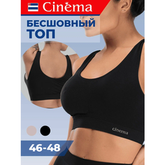 Топ Cinema бесшовный с широкими бретелями, черный, 1 шт., размер 46-48, черный