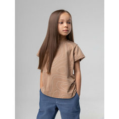 Футболка BODO, размер 122-128, бежевый/белый