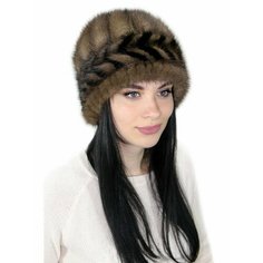 Шапка Lemmex Меховая шапка из вязаной норки "Марина", размер 57-58, черный