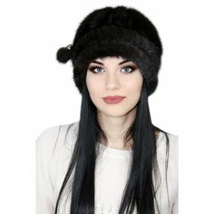 Шапка Lemmex Меховая шапка из вязаной норки "Марина", размер 57-58, Шоколадный