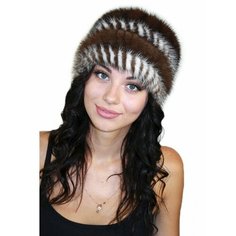 Шапка Lemmex Меховая шапка из вязаной норки "Марина", размер 57-58, коричневый