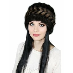 Шапка Lemmex Меховая шапка из вязаной норки "Марина", размер 57-58, коричневый