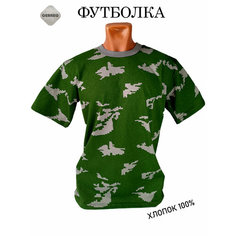 Футболка Военная тактическая футболка в расцветки камуфляж с мачкировочнфми свойствами на охоту и рыбалку, 1 шт., размер 54, зеленый Gerreg