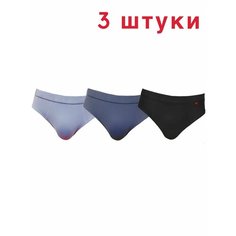 Трусы , комплект из 3 шт., размер 3XL / 52, синий, серый, черный Pride Me