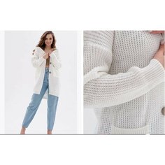 Кардиган Jools Fashion Женский кардиган длинный на пуговицах с карманами, размер ONE-SIZE (42-48), , белый