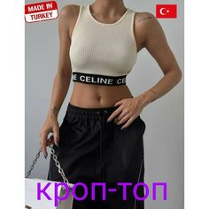 Кроп-топ Топ женский в полоску, размер One size, беж/молочный Нет бренда