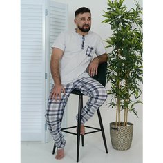 Пижама SoRokin Мужская пижама OsmyStyle, размер 58, светло-серый