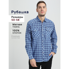 Рубашка бинь бинь, размер 4XL(56/58), голубой