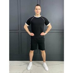 Комплект одежды Jools Fashion летний спортивный с шортами для занятия спортом, размер 56, черный