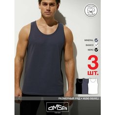 Майка Omsa, 3 шт., размер 54(3XL), черный, белый, серый
