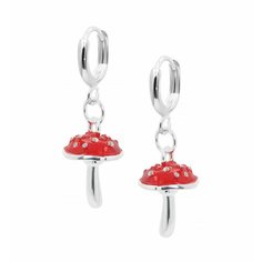 Серьги конго, с подвесками SILVARIE, красный, серебряный